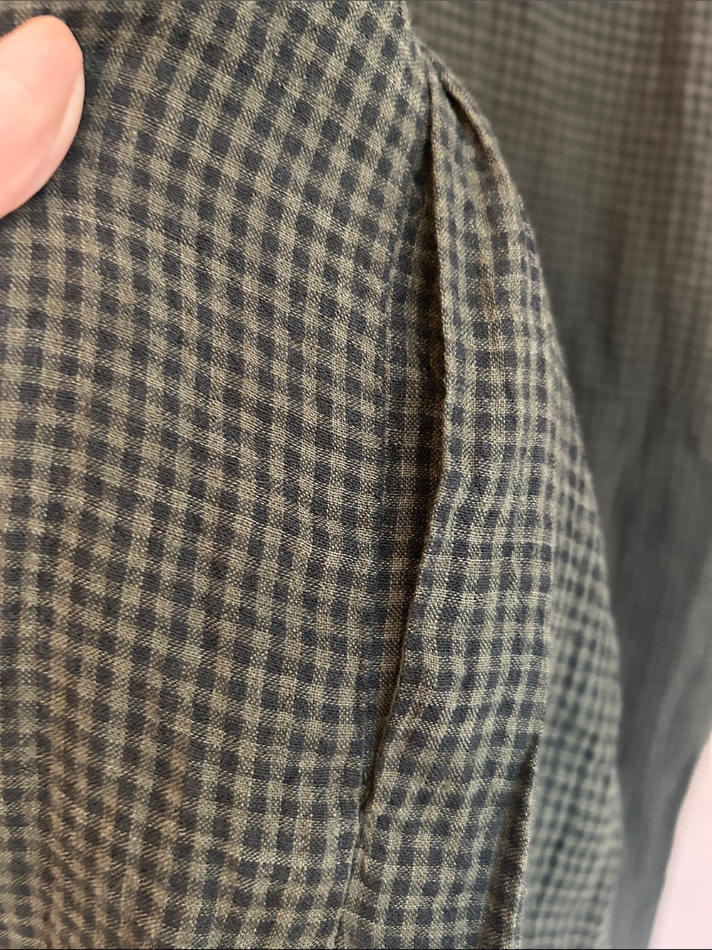 Eileen Fisher Puckered Organic Linen Pleated Shift Midi Dress Seaweed Size 2X - Picture 10 of 12